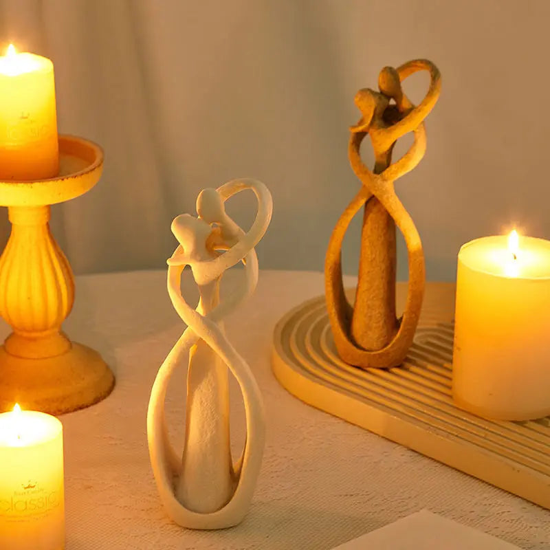 Kussende Geliefdes Zandstenen Standbeeld | Voor romantische decoratie en bruiloftsgeschenken