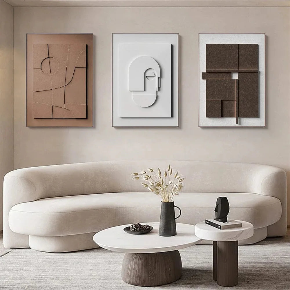 3D Effect Geometrische Canvas Look Afdruk | Geef jouw interieur een elegante touch!