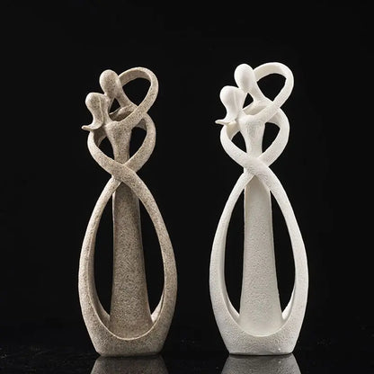 Kussende Geliefdes Zandstenen Standbeeld | Voor romantische decoratie en bruiloftsgeschenken