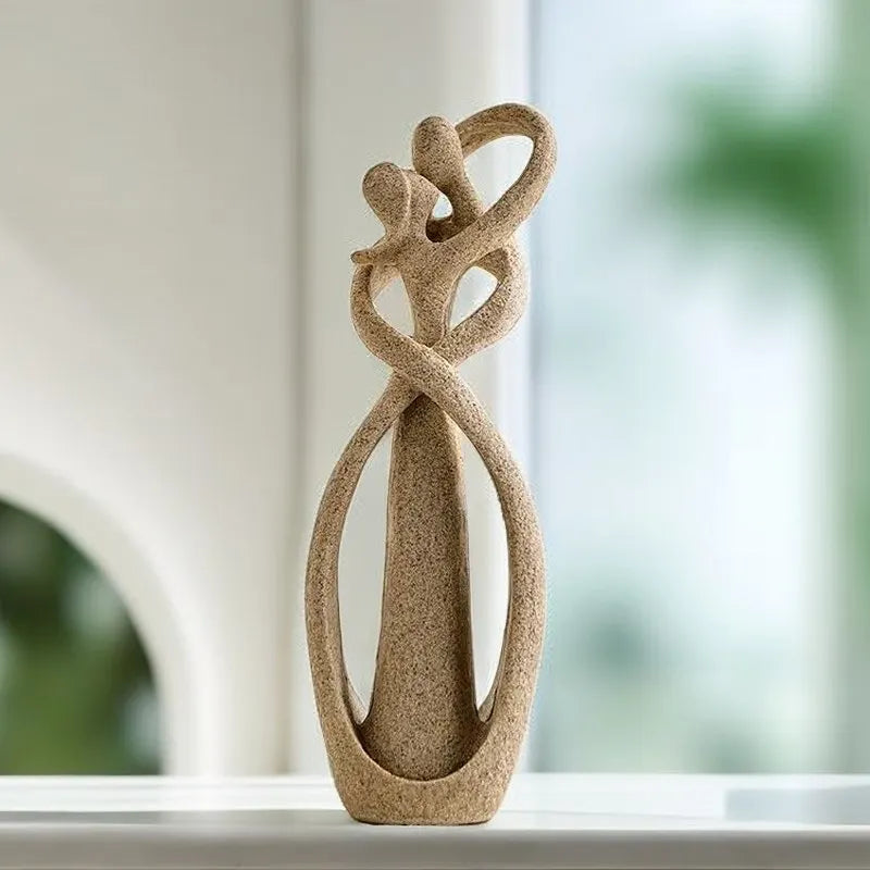 Kussende Geliefdes Zandstenen Standbeeld | Voor romantische decoratie en bruiloftsgeschenken