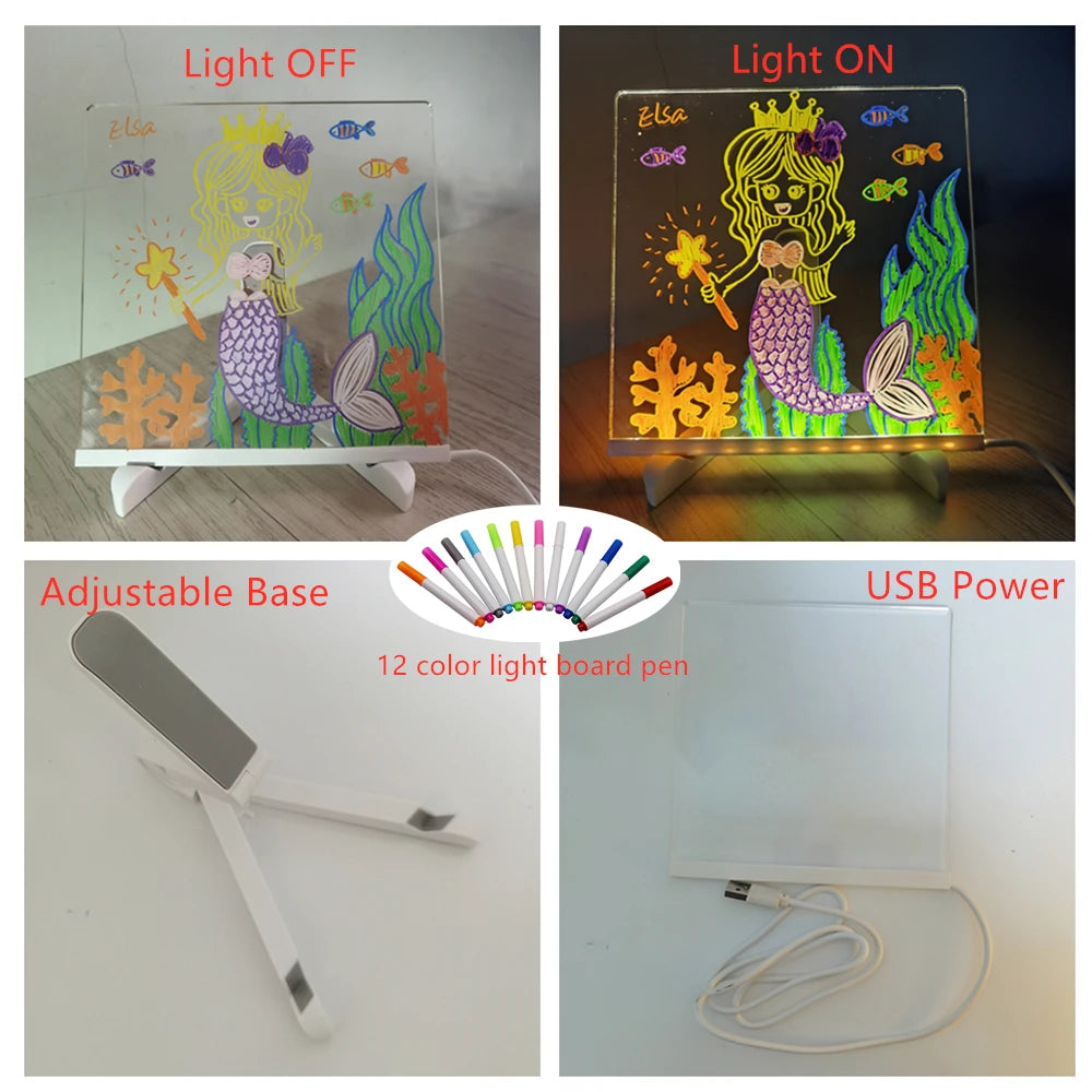 Neonlicht Tekenbord met stiften | Maak jouw unieke kunstwerk