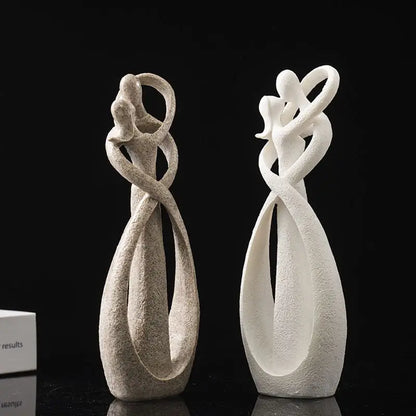 Kussende Geliefdes Zandstenen Standbeeld | Voor romantische decoratie en bruiloftsgeschenken